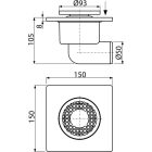 Alcaplast APV 3 padló összefolyó 105x105/50 mm fehér, műanyag oldal kiv.