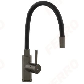   FERRO ZUMBA INOX mosogató csaptelep álló elasztikus kif. BZA4BSSGM gunmet.-fekete