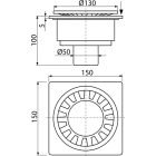 Alcaplast APV16 padló összefolyó 150x150/50 mm fehér műanyag, egyenes kiv