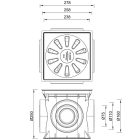 Esővíz folyókához udvari gyűjtő szürke 250x250x250mm műa. test önt. rács B125