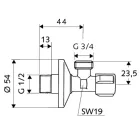 Mosógéptöltő sarokszelep 1/2"-3/4" Schell Comfort
