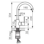 Ferro Algeo konyhaicsaptelep, álló, forgatható kifolyóval, króm BAG4