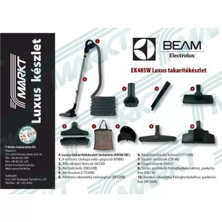KÖZPONTI porszívó takarítókészlet Electrolux-Beam Luxus kapcsolós EK485W