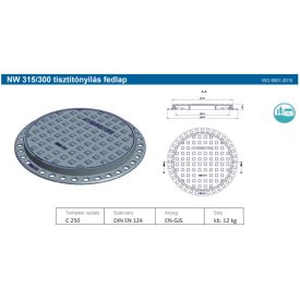   Aknafedlap HYDROTEC NW315/300 TELESZKÓPOS TISZTÍTÓNYÍLÁS FEDLAP C250