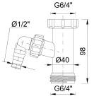 STY-102-M mosógép csatlakozó 6/4"