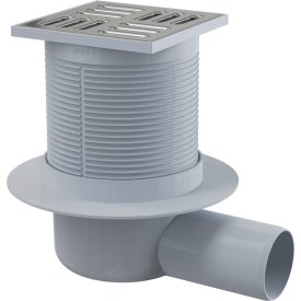   Alcaplast APV1 padló összefolyó 105x105/50 mm rozsdamentes, oldal kiveze