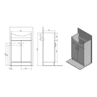 SAPHO AQUALINE SIMPLEX ECO szekrény 55x83, 5x30cm + SIMPLEX ECO mosdó 55x44c