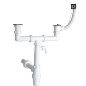   STY-539-7 Kétmedencés mosogató szifon túlfolyóval, mosogatógép bekötéssel